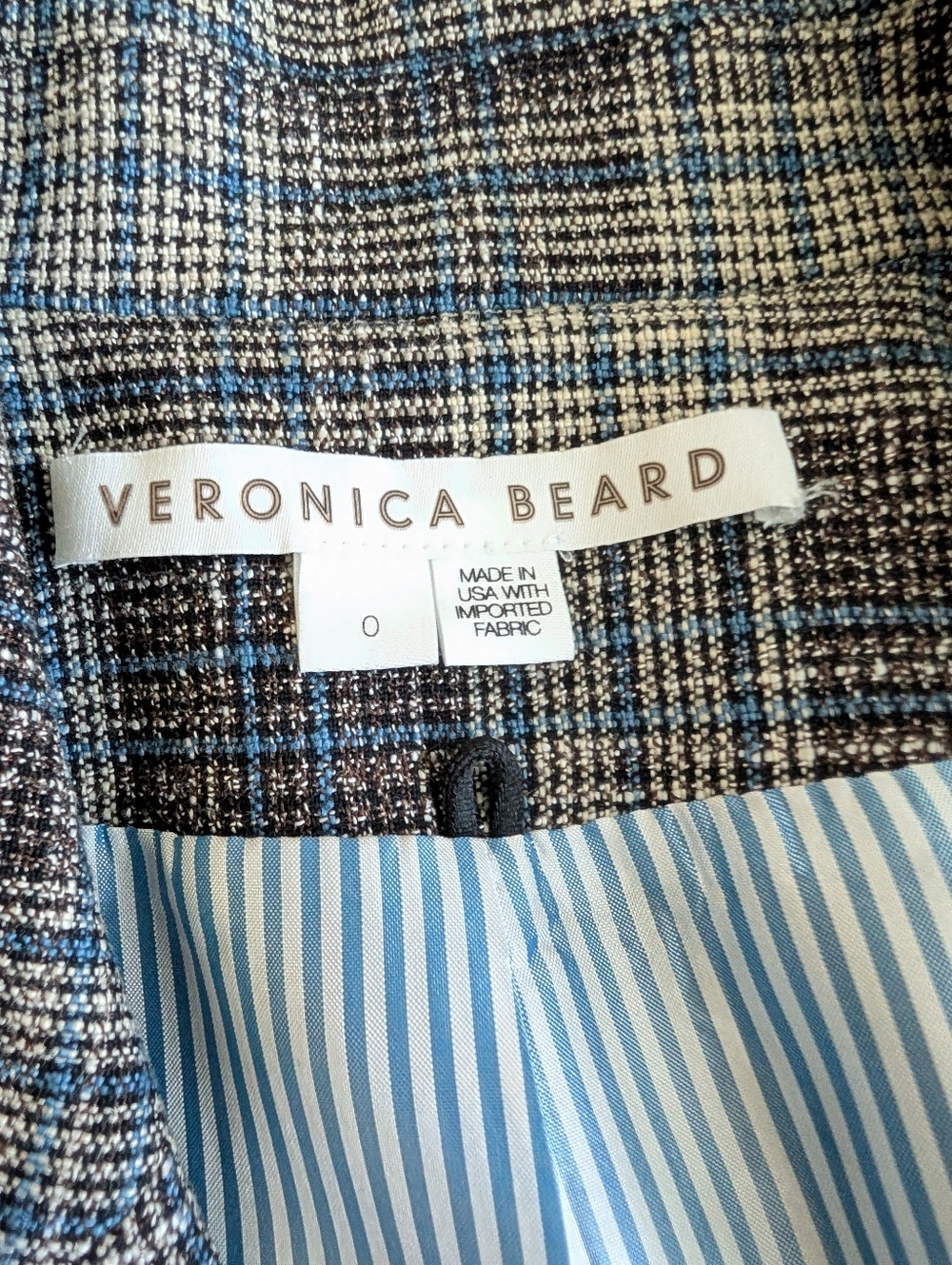 NWOT Veronica Beard Martel Gray Plaid Cotton Dickey Jacket Blazer Size 0 - Picture 9 of 13